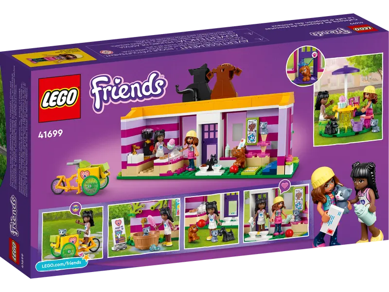 LEGO Friends 41699 Pet Adoption Café Collectible Animal Rescue Building Toy Set
