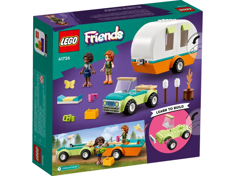 LEGO Friends 41726 Holiday Camping Trip Toy Car with Caravan Building Kit 87 Pcs