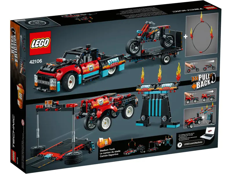 LEGO Technic 42106 Stunt Show Truck & Bike 2 in 1 Building Toy Retired, 610 Pcs