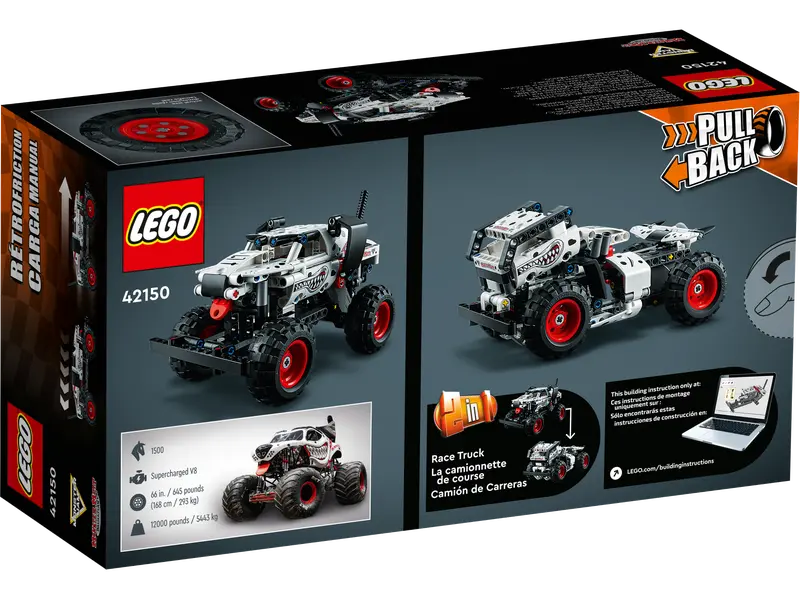 LEGO Technic 42150 Monster Jam Monster Mutt Dalmatian 2in1 Pull Back Truck, NISB
