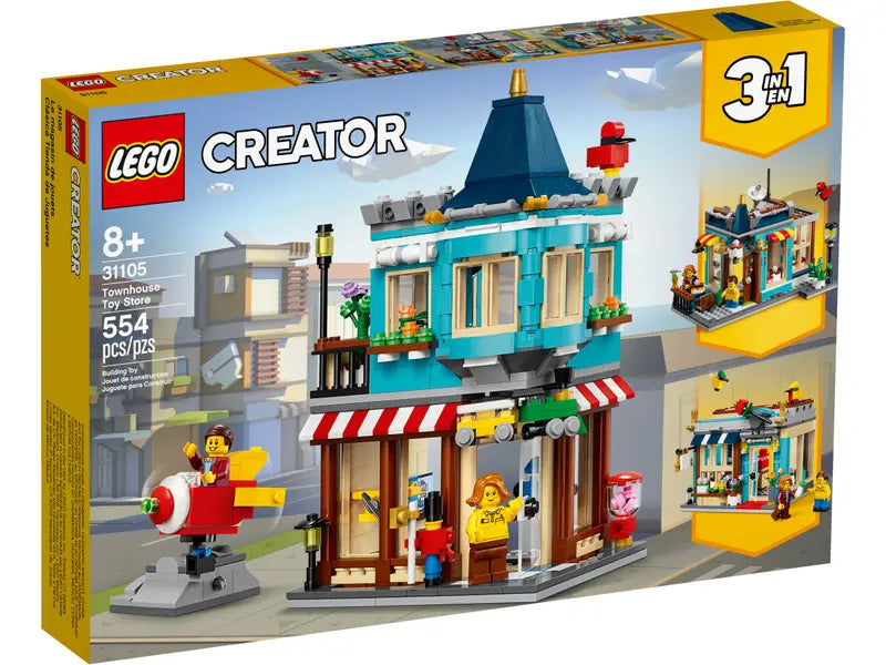 LEGO Creator 31105 Townhouse Toy Store Cake Shop Florist Building Set, 554 Pcs