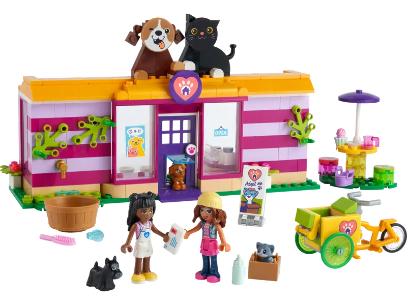 LEGO Friends 41699 Pet Adoption Café Collectible Animal Rescue Building Toy Set
