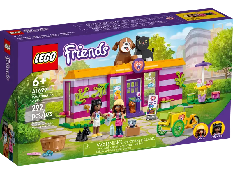 LEGO Friends 41699 Pet Adoption Café Collectible Animal Rescue Building Toy Set
