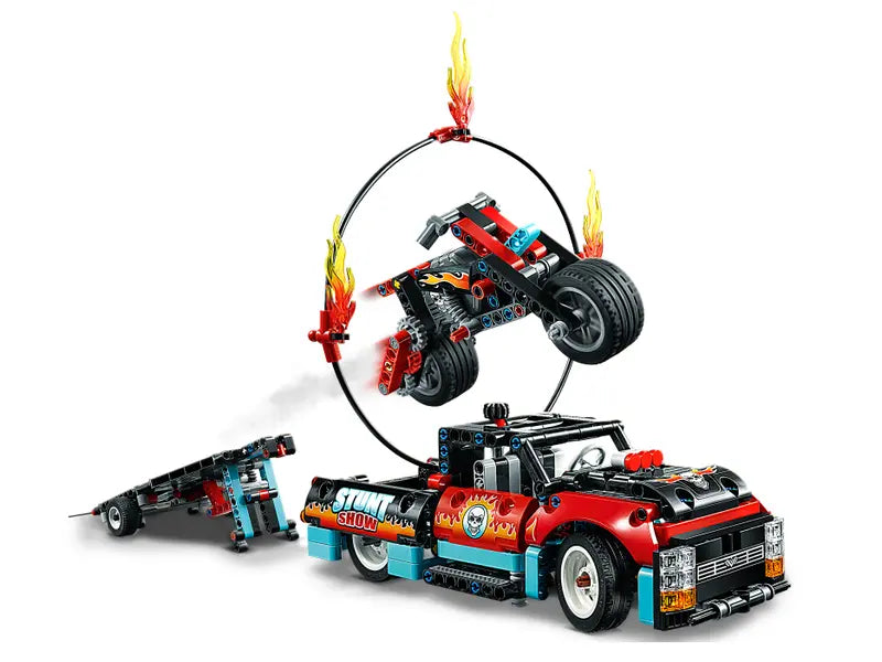 LEGO Technic 42106 Stunt Show Truck & Bike 2 in 1 Building Toy Retired, 610 Pcs