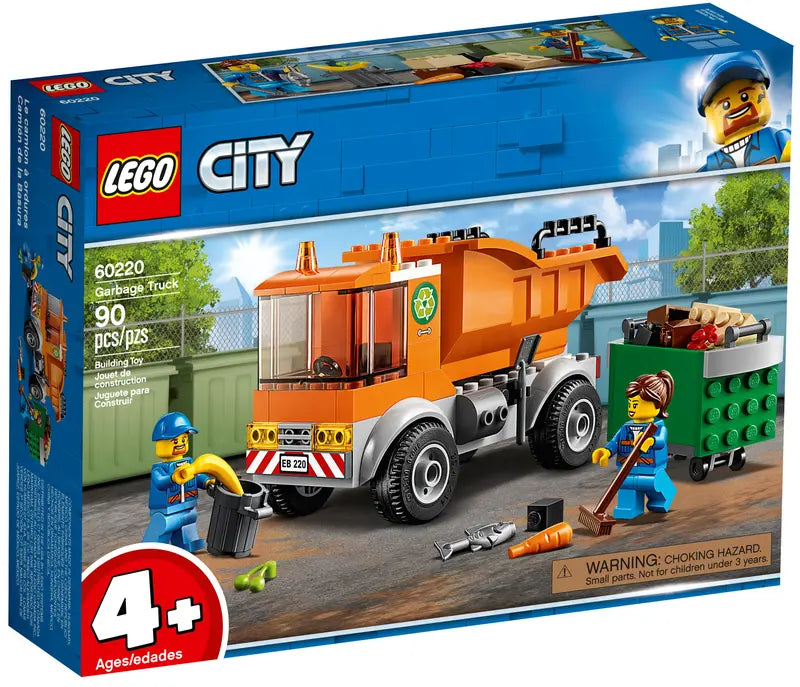 LEGO City 60220 Garbage Truck Building Toy with Waste Collectors Retired, 90 Pcs