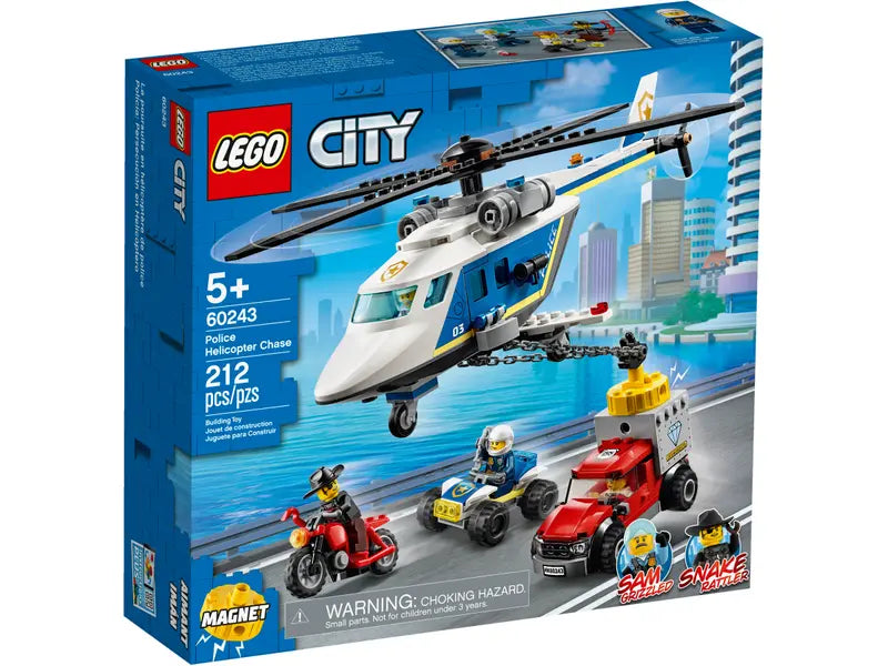 LEGO City 60243 Police Helicopter Chase Playset Building Kit Retired New 212 Pcs