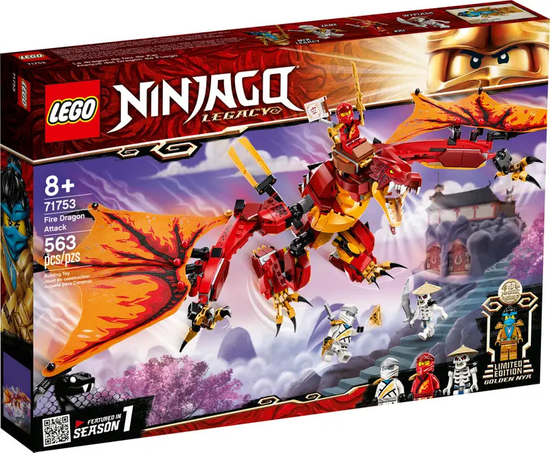 LEGO Ninjago Legacy 71753 Fire Dragon Attack Ninja Playset Building Toy, 563 Pcs
