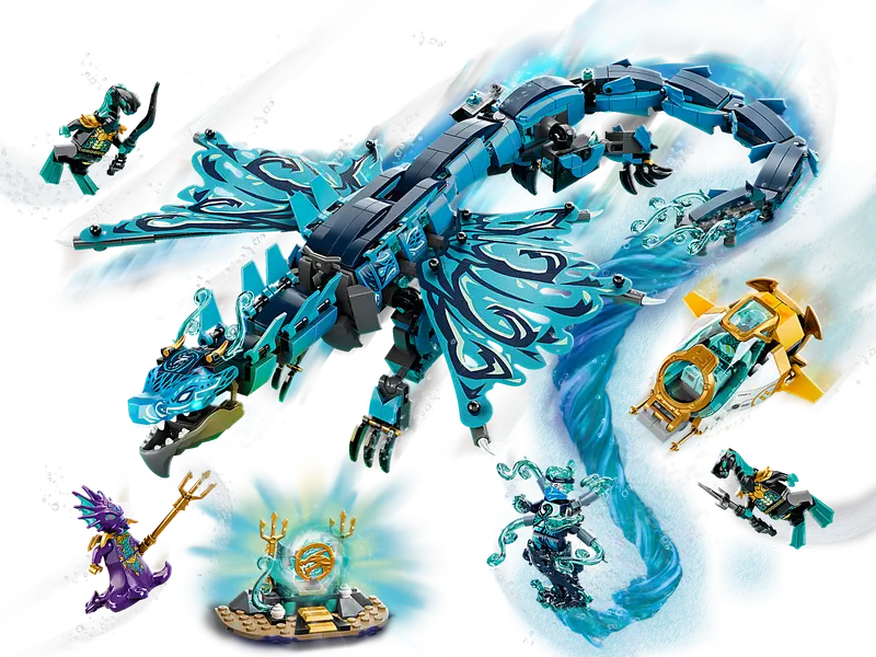 LEGO Ninjago 71754 Water Dragon Building Toy with 5 Minifigures Retired, 737 Pcs