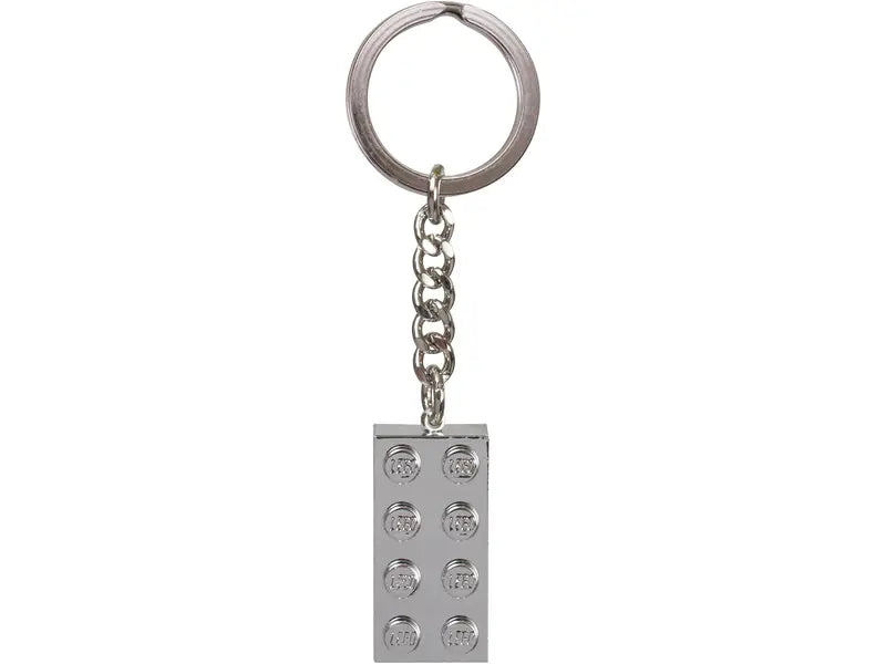 LEGO 851406 Iconic Metalised 2x4 Chrome Silver Brick Keyring Retired - New